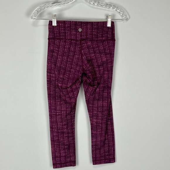 Lululemon Womens Wunder Under Crop Leggings Ziggy Wee Raspberry Glo Light size 2 - Picture 5 of 7